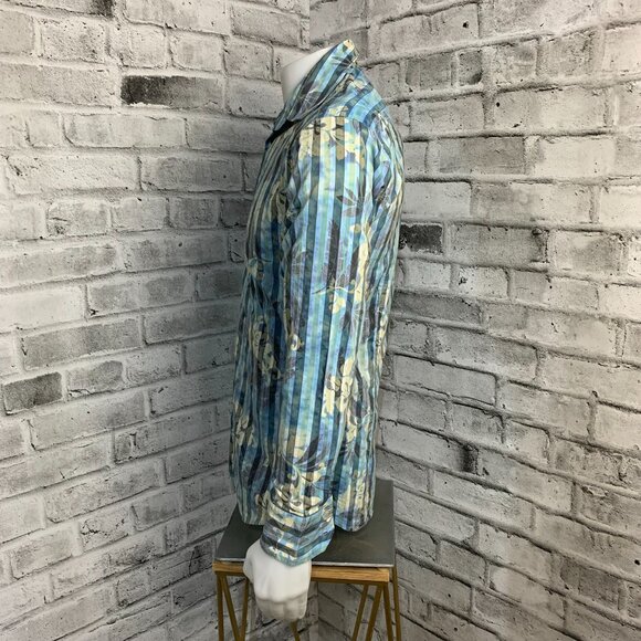 Klauss Boehler Casual Button Down Tropical Floral Print Shirt - Picture 6 of 11